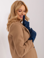 Hurt Granatowe rękawiczki w geometryczne wzory