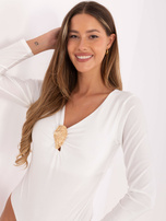 Białe eleganckie body z dekoltem V