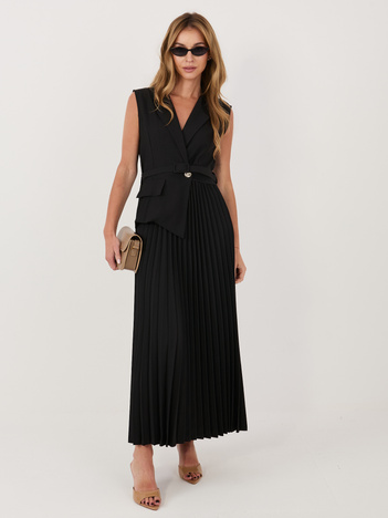 Czarna midi sukienka z kołnierzem RUE PARIS