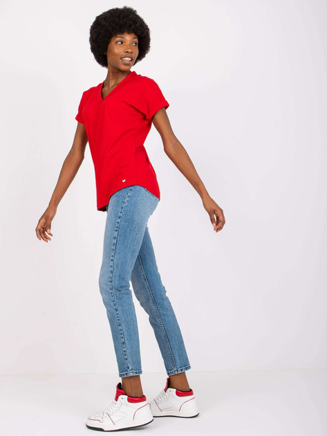 Czerwony luźny t-shirt Severine