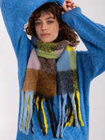 Hurtownia Żółto-czarny długi szal w kratę