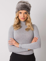 Ciemnoszara melanżowa futrzana czapka
