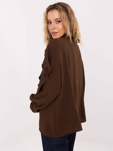 Brązowa rozpinana koszula z żabotem