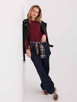 Bordowa damska bluzka basic z bawełny 