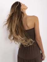 Brązowa maxi sukienka bandeau z wiskozą