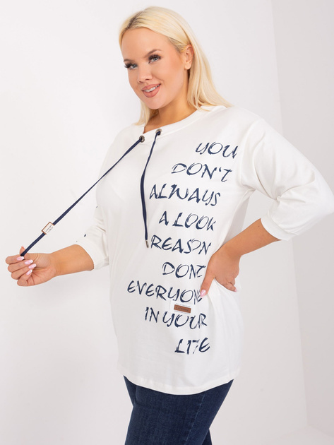 Hurt Ecru bawełniana bluzka plus size z napisami