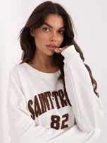 Ecru damska bluza oversize z napisem