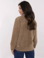 Ciemnobeżowa kurtka alpaka z zapięciem na suwak