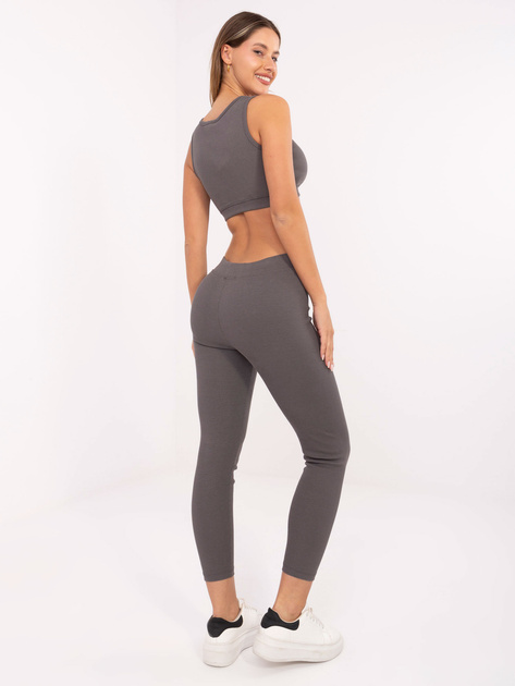 Ciemnoszary sportowy komplet z crop topem FOR FITNESS