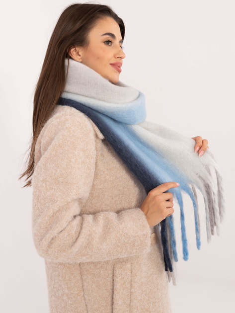 Hurtownia Szaro-granatowy zimowy szal damski