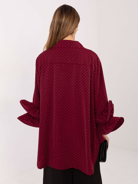 Bordowa elegancka koszula z dżetami