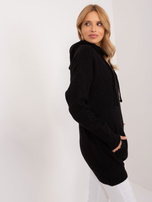 Hurtownia Czarny sweter kangurka z kapturem 