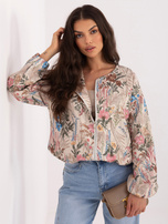 Zielona przejściowa kurtka z roślinnym nadrukiem