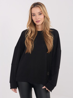 Czarna bluza oversize z naszywką RUE PARIS 