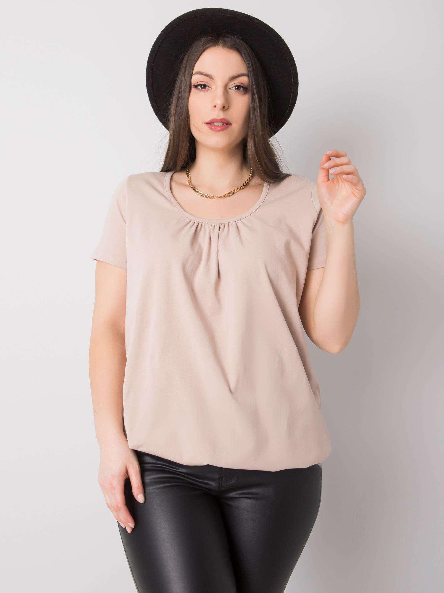 Beżowa bluzka plus size z bawełny Celeste