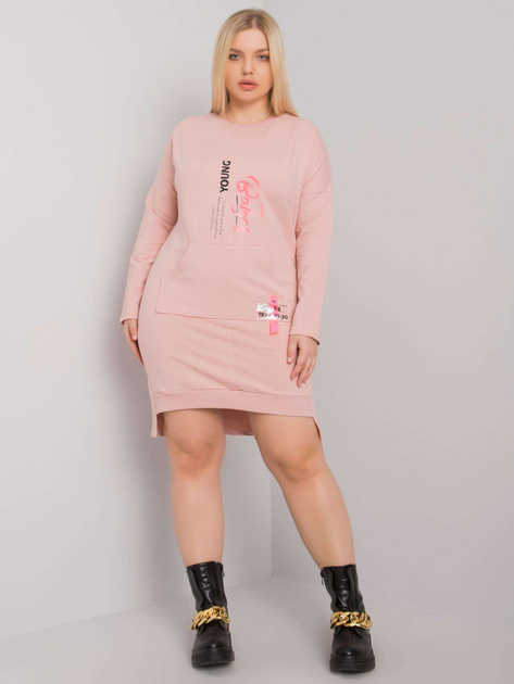 Brudnoróżowa sukienka dresowa plus size Akira