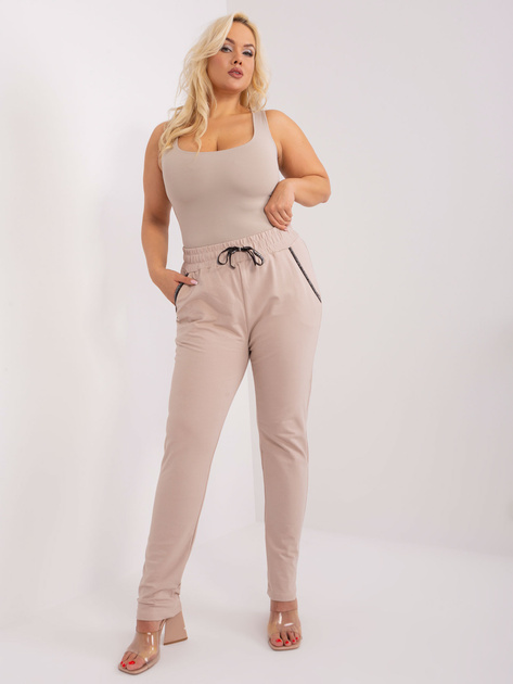 Hurt Beżowe dresowe spodnie plus size z troczkami Savage