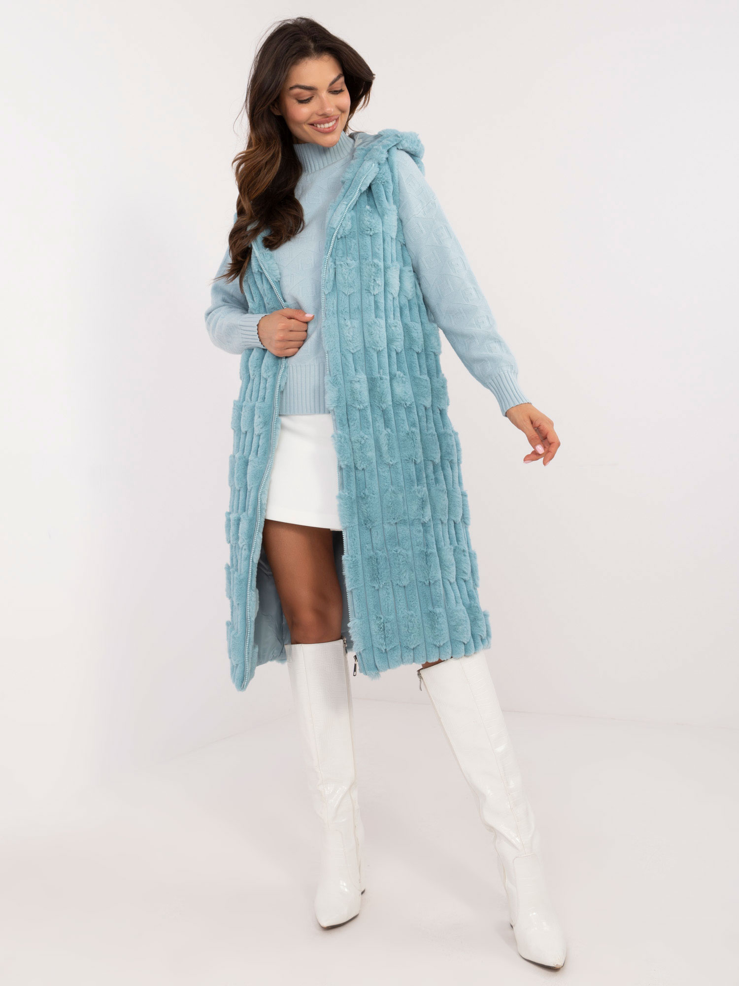 Großhandel Mint Damenweste aus Fake-Fur.
