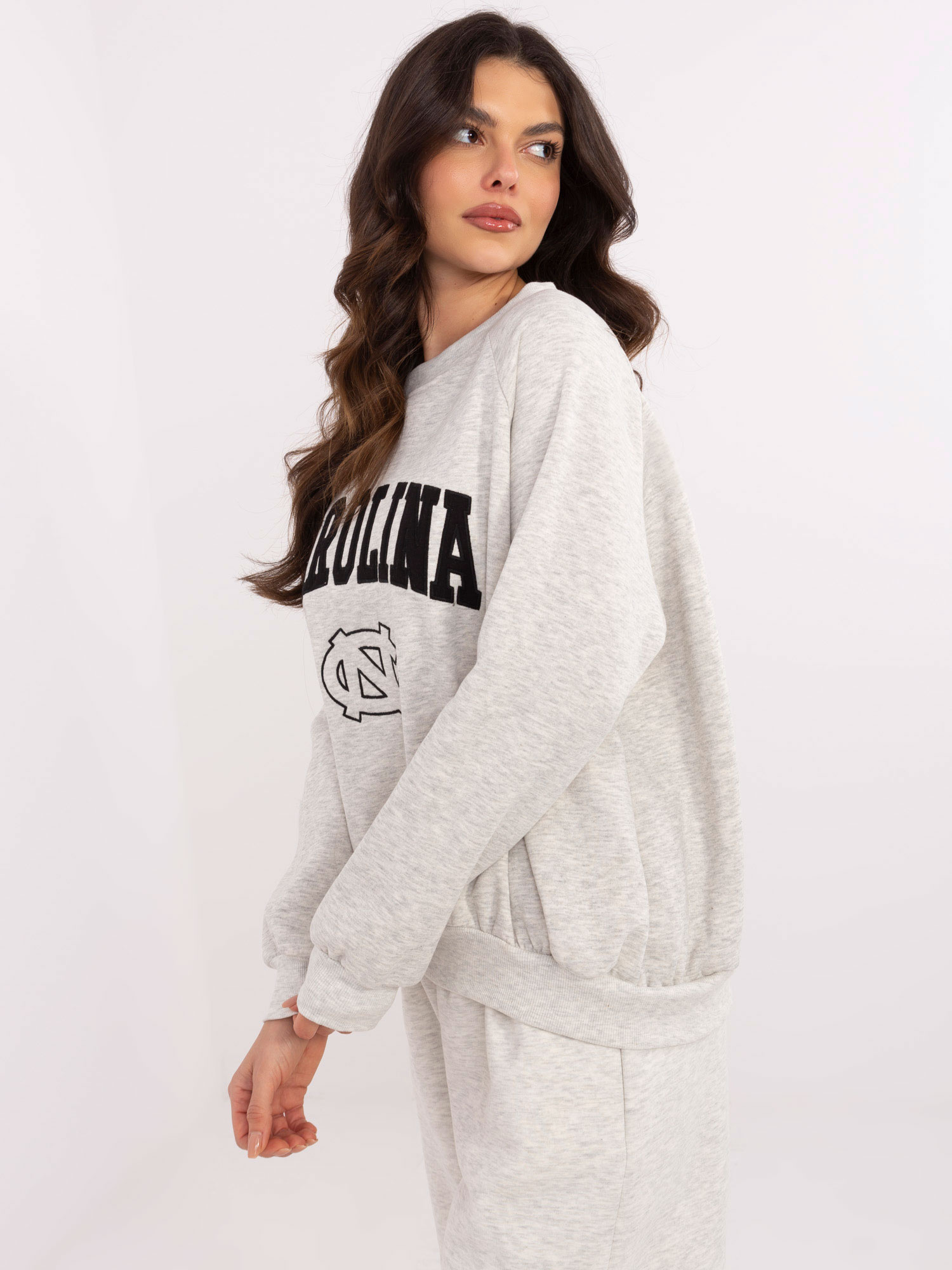 Hurt Jasnoszara melanżowa bluza oversize bez kaptura