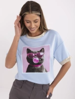 Jasnoniebieska damska bluzka oversize z wiskozą