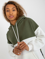 Hurt Khaki-ecru dresowa bluza basic kangurka RUE PARIS 