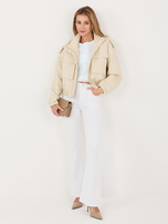 Miętowa casualowa bluzka z krótkim rękawem