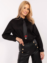 Hurtownia Czarna bawełniana koszula z kołnierzykiem