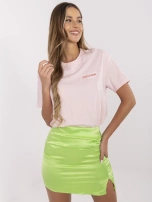 Fluo zielona marszczona spódnica satynowa RUE PARIS