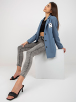 Hurtownia Ciemnoniebieska marynarka damska z naszywkami