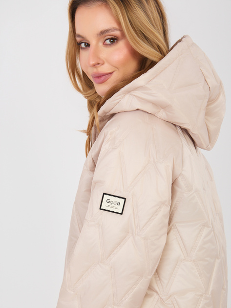 Beżowa pikowana kurtka z suwakiem