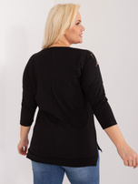 Hurt Czarna damska bluzka plus size z rękawem 3/4