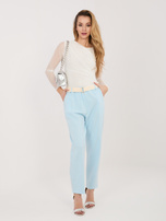 Jasnoniebieskie materiałowe spodnie z wysokim stanem