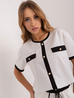 Hurtownia Ecru wizytowa bluzka damska z ozdobnymi guzikami