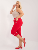 Hurtownia Czerwone dopasowane spodnie 3/4 plus size
