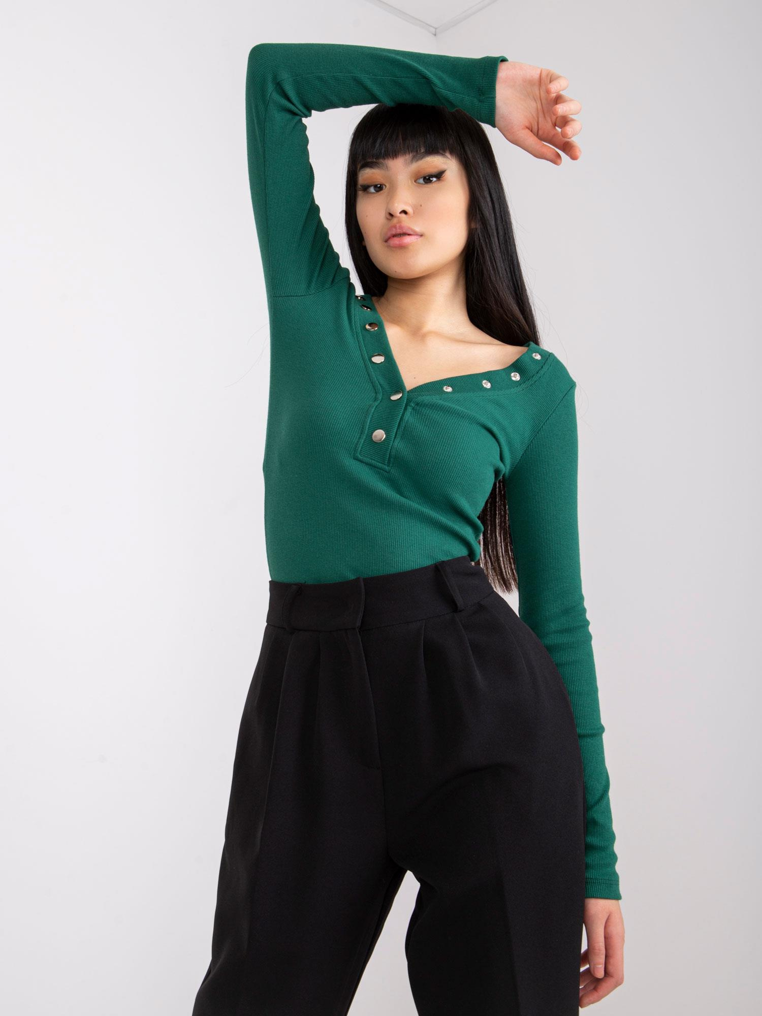 Dark green striped blouse Tracy RUE PARIS.