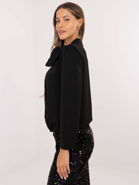 Hurt Czarna damska bluzka wizytowa z różą