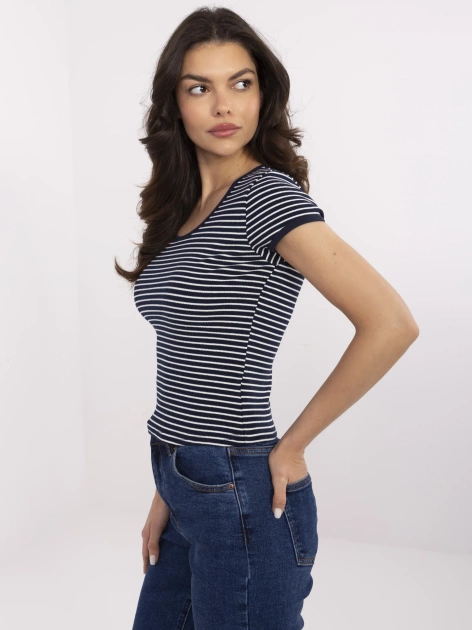 Granatowa prążkowana bluzka w paski