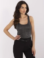 Czarny damski top z metalizowaną nitką