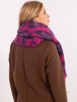 Hurt Fuksjowo-granatowy damski szal w panterkę