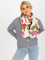 Hurtownia Biała kwiatowa chusta z bawełny