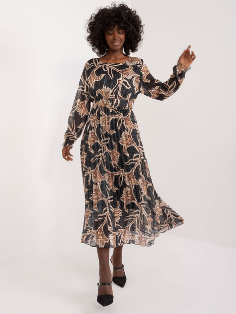 Hurt Czarna midi sukienka wieczorowa z printem