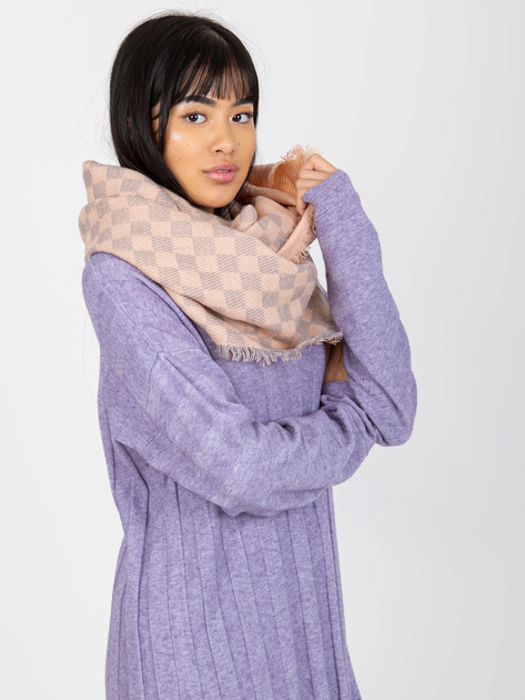 Hurtownia Jasnoróżowo-szary damski komin z wełną