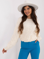 Hurtownia Ecru damski sweter oversize ze ściągaczami
