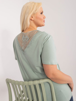Hurt Pistacjowa bluzka plus size z okrągłym dekoltem