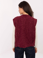 Bordowa kamizelka z dzianiny typu boucle RUE PARIS 