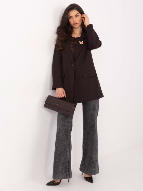 Czekoladowa marynarka z zapięciem na guzik RUE PARIS