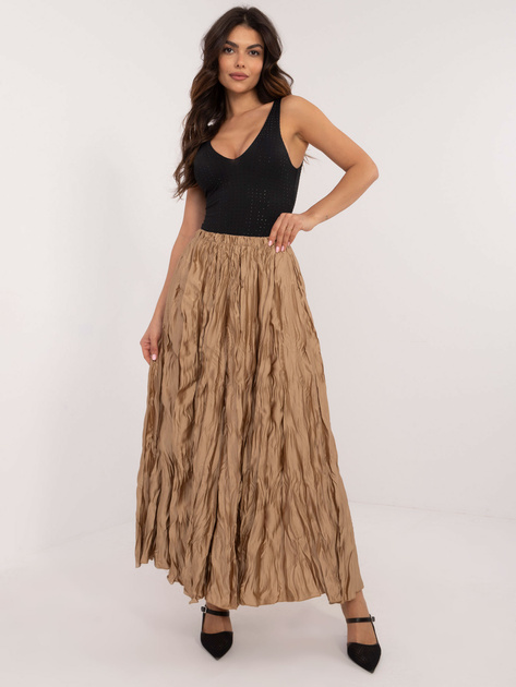 Hurt Camelowa elegancka spódnica z gniecionej tkaniny