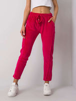 Fuksjowe spodnie welurowe Juanita RUE PARIS