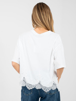 Biała bawełniana bluzka z koronką