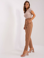 Hurt Brązowe proste spodnie eleganckie OCH BELLA